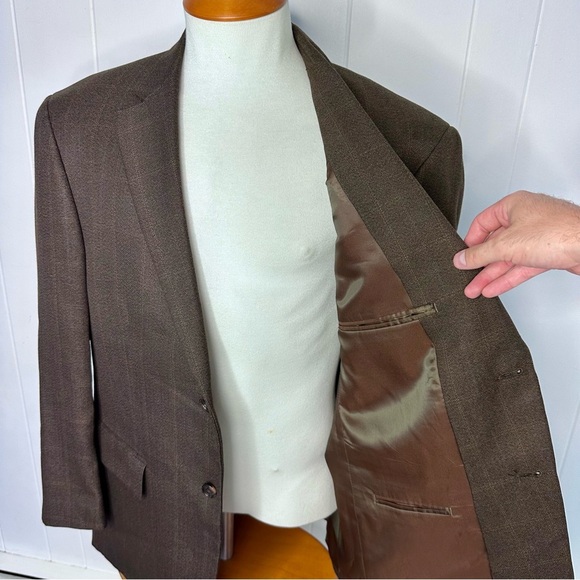 Pronto Uomo Brown Windowpane Check Blazer - Picture 11 of 12